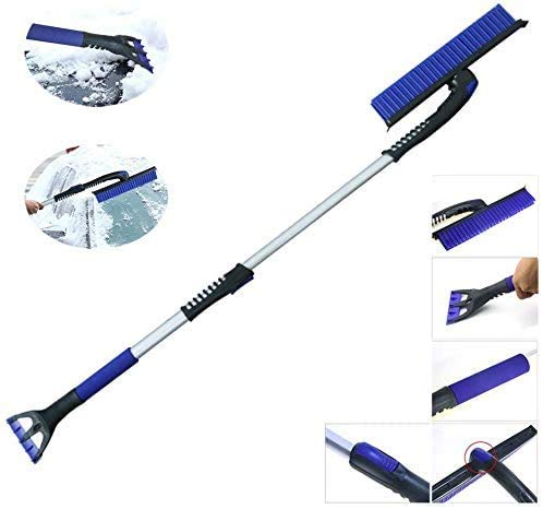 360° Extendable Car Snow Brush with Ice Scraper & Foam Grip - Detachable Snow Removal Tool for Winter Cleaning | No Scratch Design for Cars, Trucks & SUVs | Perfect for Windshield, Windows & Roof Snow Removal