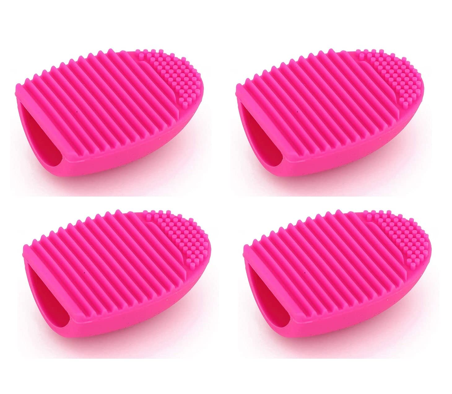 ALCIONO Makeup Brush Cleaning Mat - 4 Pack Silicone Scrubber Board for Cosmetic Brushes | Portable Brush Cleaner Pad & Color Removal Sponge | Perfect for Home, Travel & Professional Makeup Artists