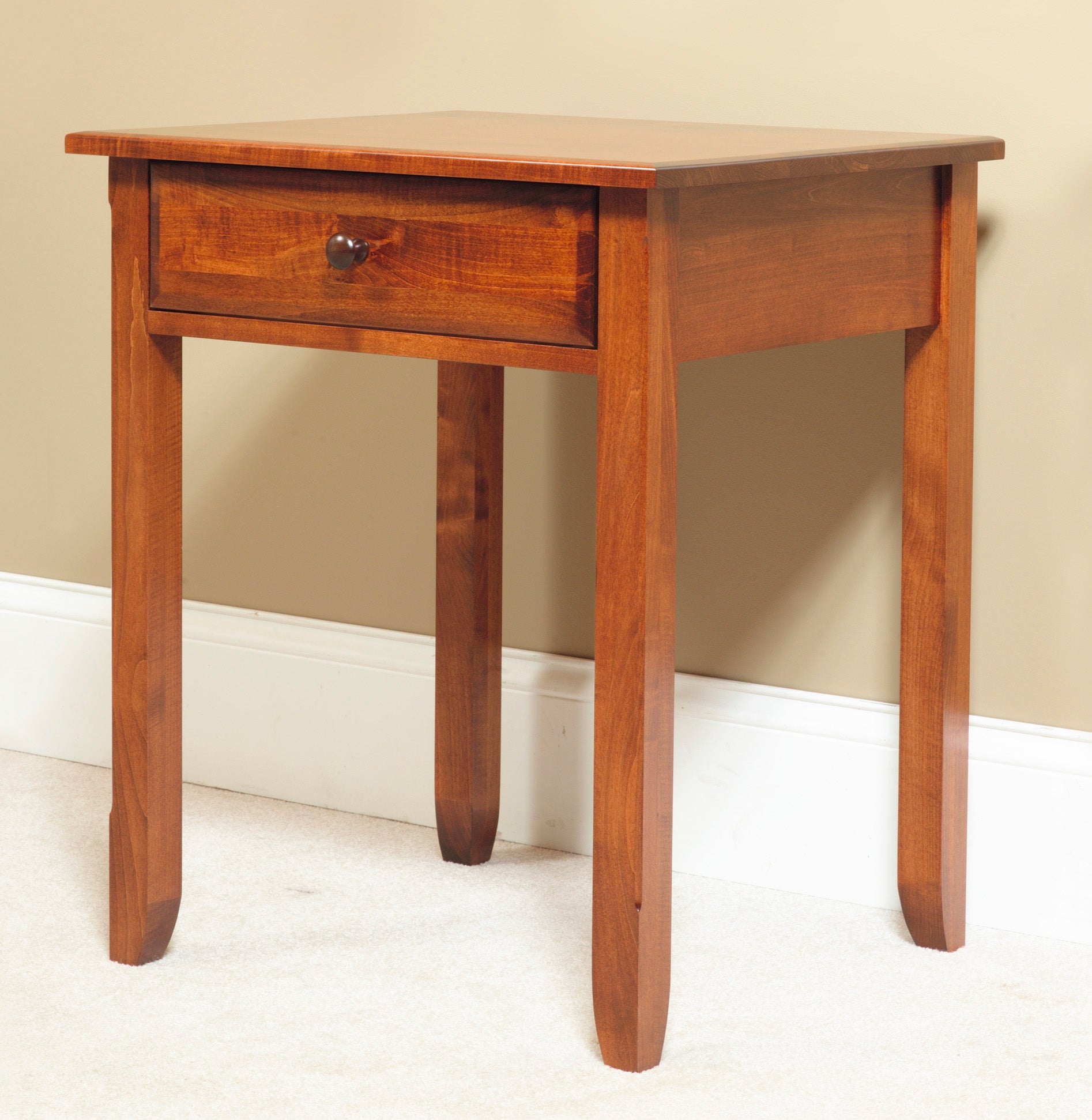 Premium Salem Hardwood Nightstand with Single Drawer - Solid Wood Bedside Table for Bedroom, Living Room, or Guest Room