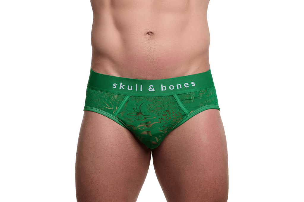 Dragon Burnout Green Brief - Soft & Comfortable Men's Underwear for Daily Wear, Workout, and Lounge