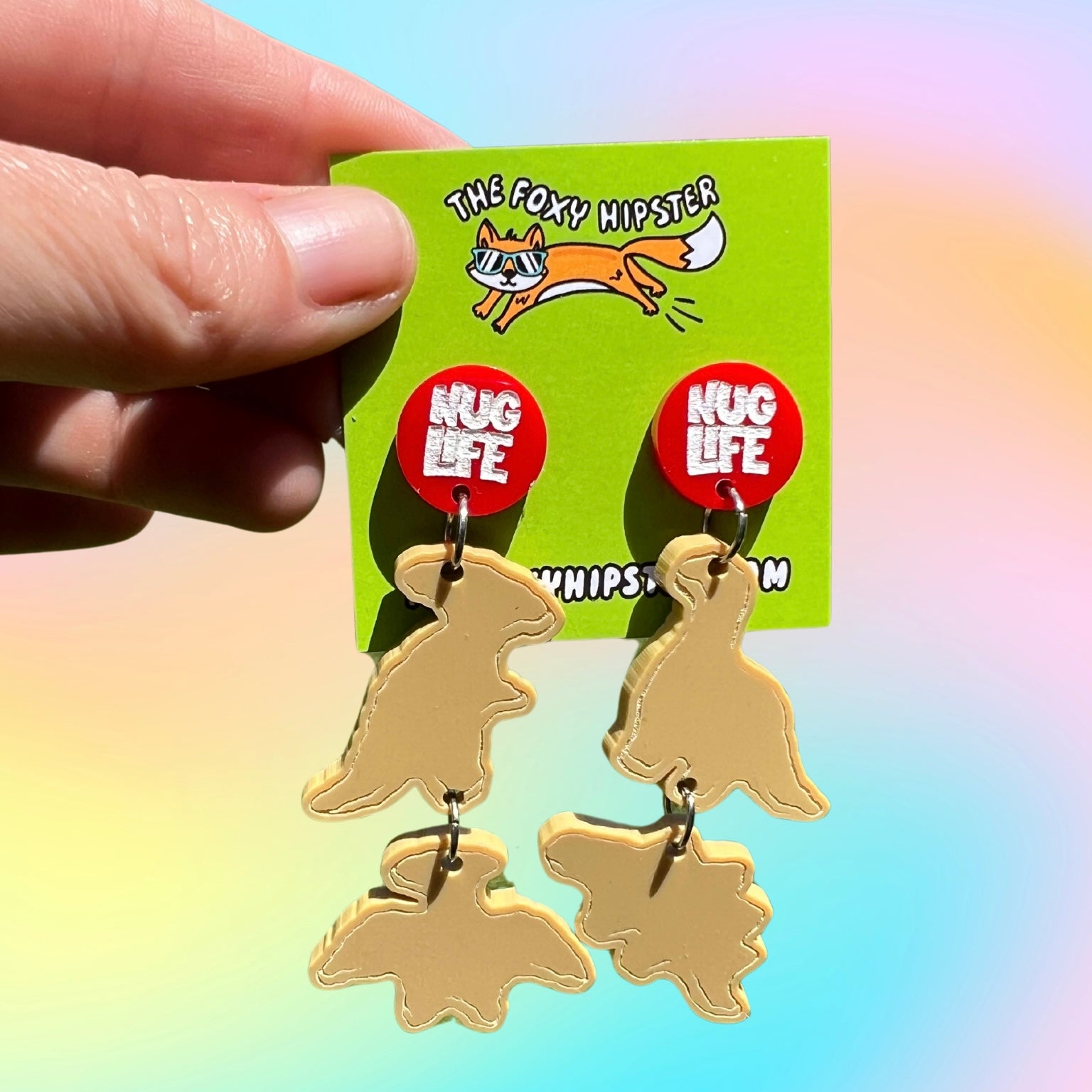 Dino Nuggets Dangle Earrings - Fun Dinosaur Shaped Jewelry for Women | Perfect for Costume Parties, Themed Events & Everyday Wear