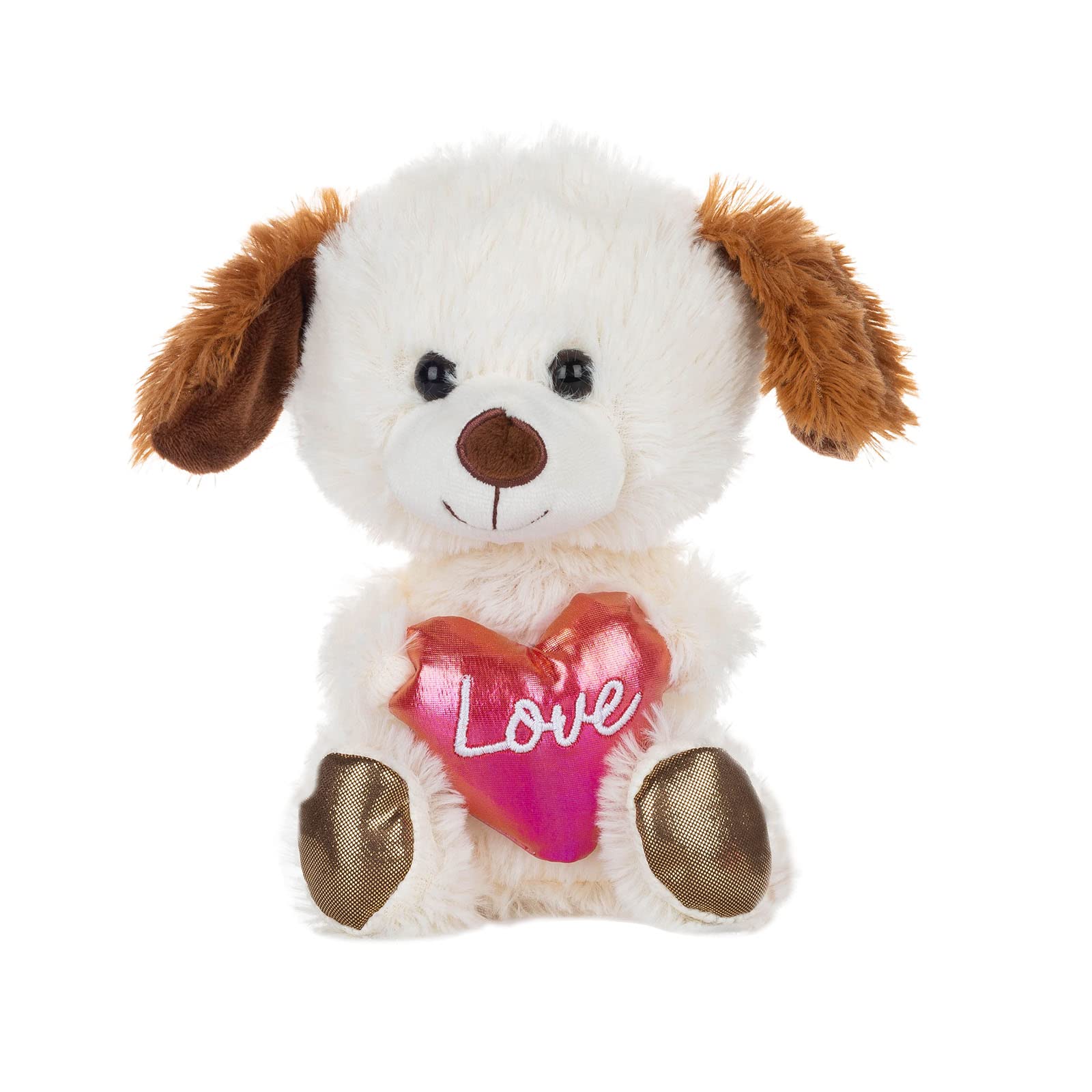 MUOVE Soft Plush Stuffed Animal Puppy with Heart - Cute Dog Toy for Women, Perfect Wedding Anniversary & Birthday Gift for Girlfriend or Wife (White) - Great for Valentine's Day, Christmas & Romantic Surprises