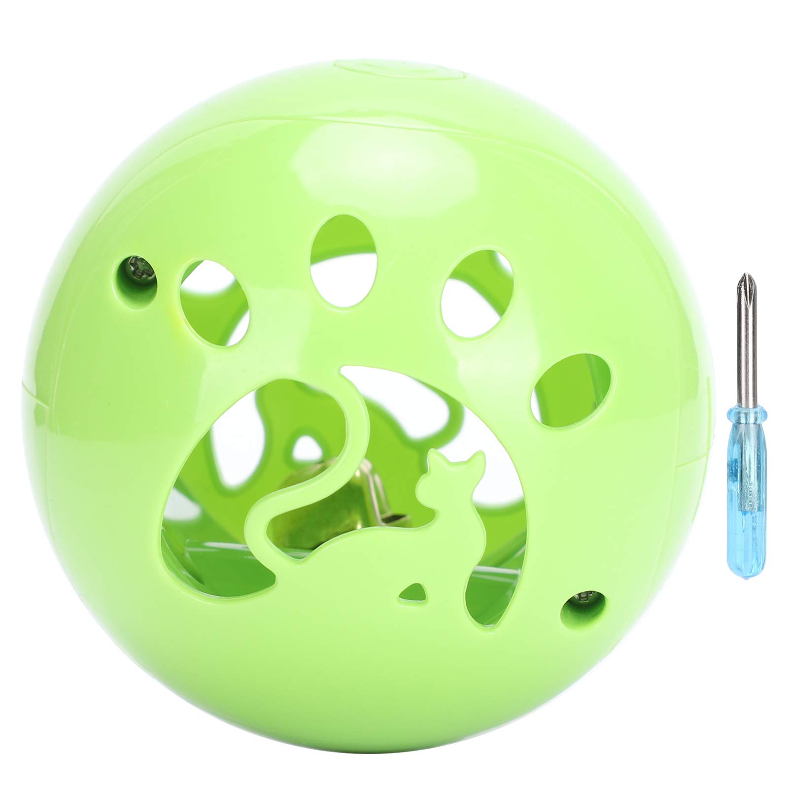 LED Flashing Rolling Cat Toy Ball with Bell - Interactive Cat Sounding Toy to Stimulate Hunting Instinct - Perfect for Indoor Play & Pet Entertainment (Green)