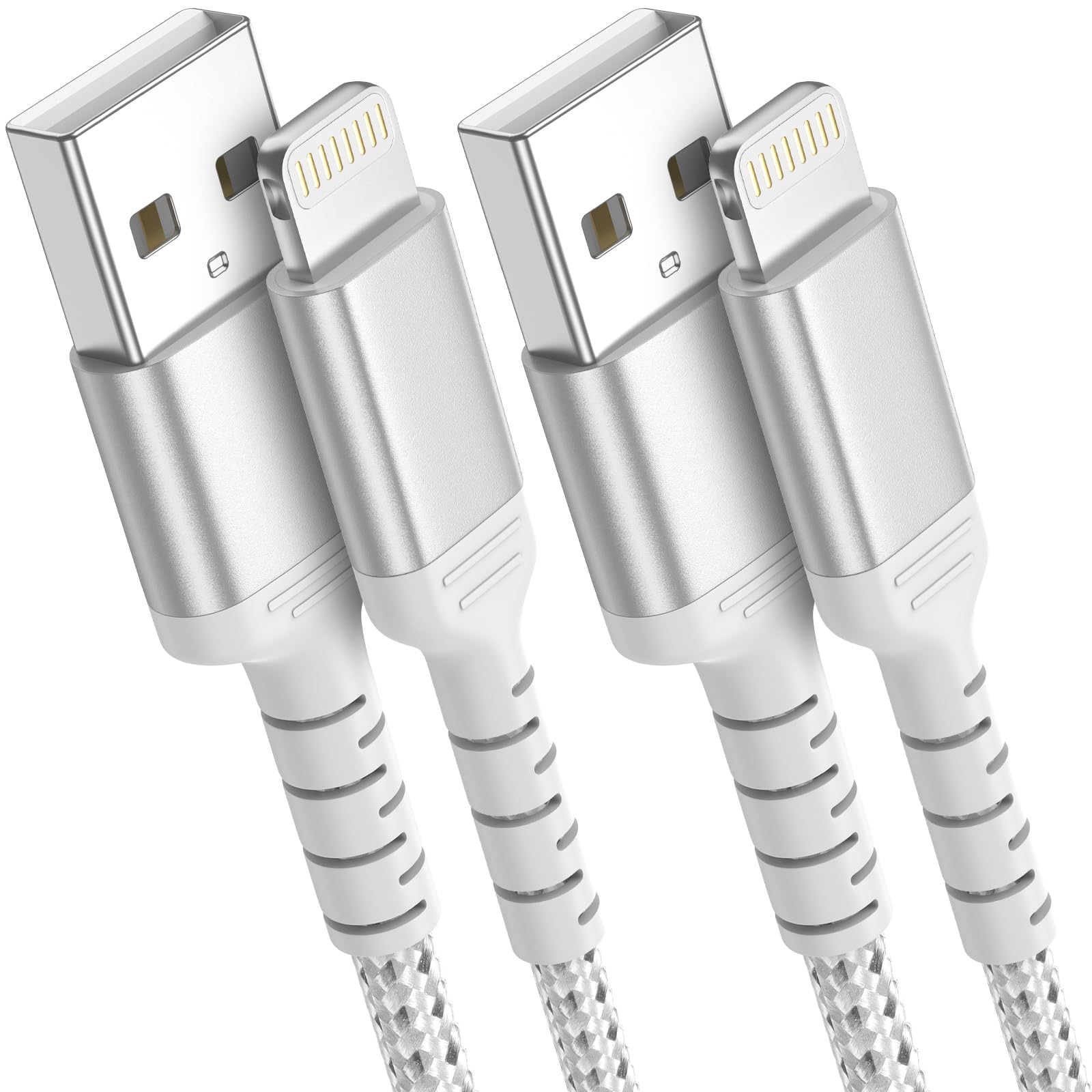 ULIFTUS 2-Pack 1M Nylon Braided iPhone Charger Cable - USB to Lightning Fast Charging Cord Compatible with iPhone 14/13/12/11 Pro Max/XS/XR/X/8/7/6 Plus/SE & iPad - Perfect for Home, Office & Travel Charging