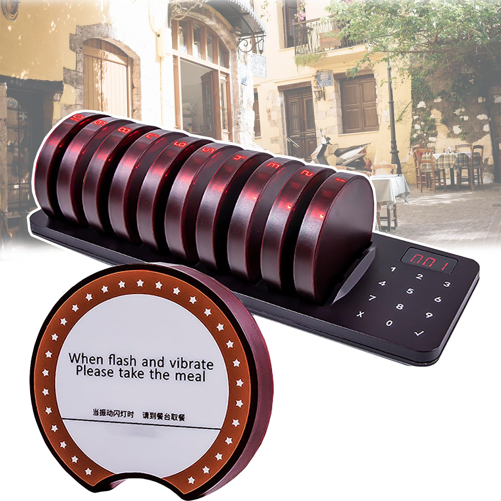 ZILOOK Waterproof & Oil Proof Wireless Paging System for Restaurants - 10 Receivers, 3 Calling Modes, 800M Range - Ideal for Cafes, Food Courts & Fast Food Chains (Perfect for Busy Dining Areas & Order Pickup Stations)