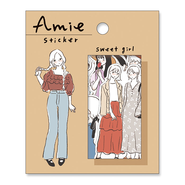 Amie Sweet Girl Flake Sticker - Cute Waterproof Vinyl Decals for Laptops, Phones, Notebooks - Perfect for DIY Crafts, Scrapbooking & Room Decor