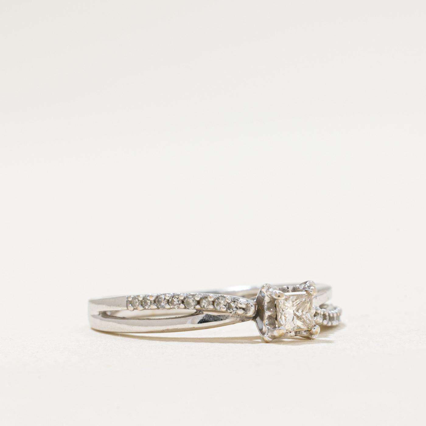 0.23ctw Illusion Set Diamond Crossover Ring - Size 6 | Elegant Stackable Wedding Band, Anniversary Gift for Her | Perfect for Bridal Jewelry & Special Occasions