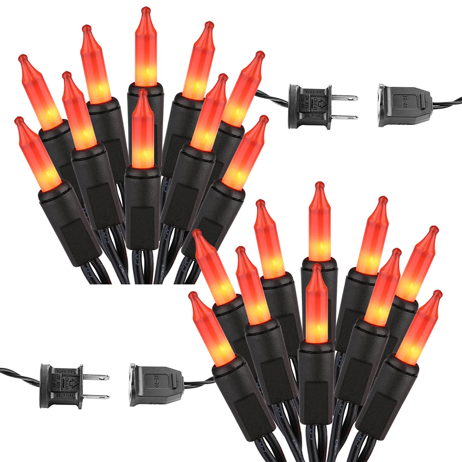 Brizled Orange Halloween String Lights - 300 Count, 69.6ft Extra Long Connectable Lights, 120V UL Certified Incandescent Outdoor/Indoor Decor with Black Wire - Perfect for Halloween Trees, Parties, Porch & Yard Decorations