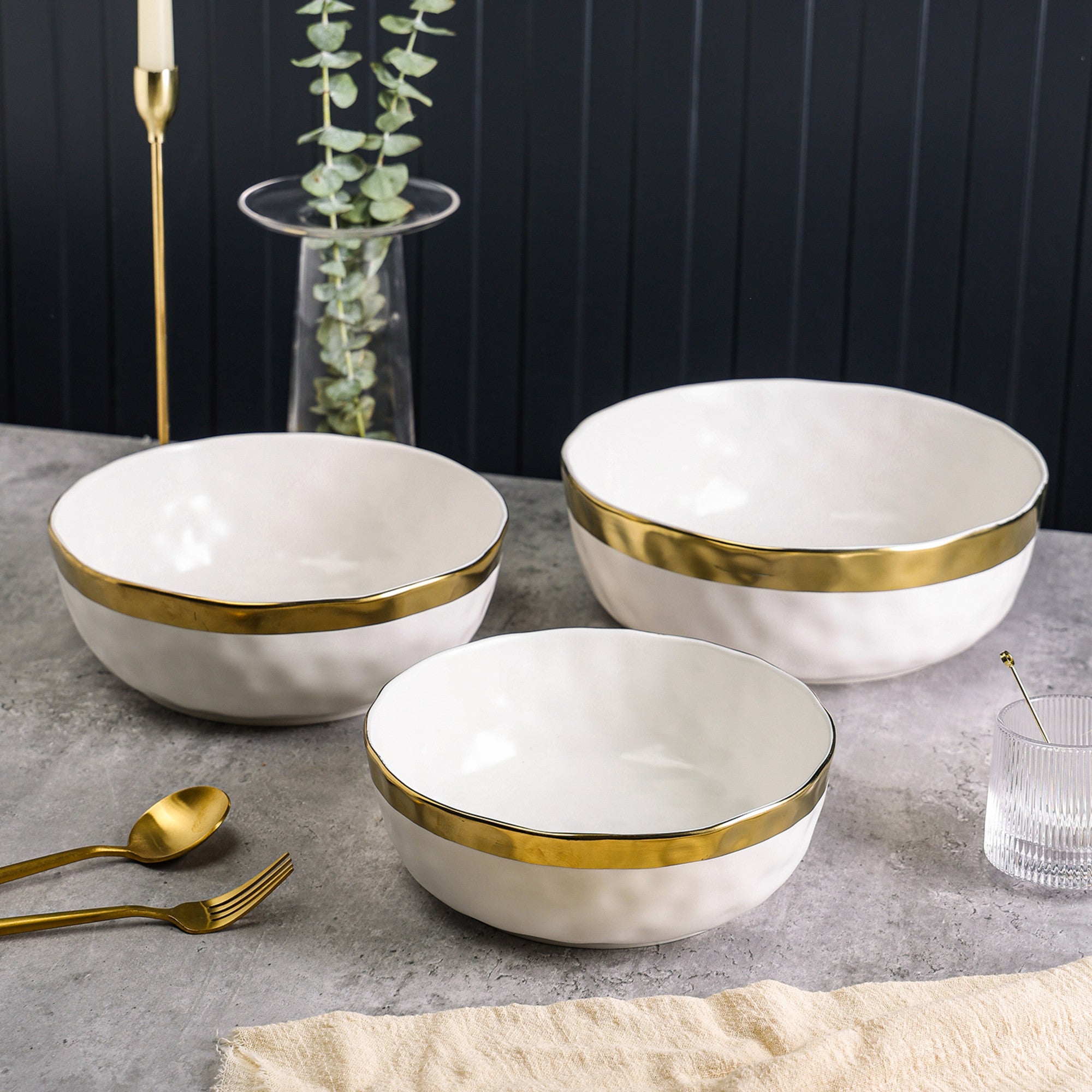 Premium Florian Porcelain Dinner Bowl Set - Elegant White Ceramic Bowls for Soup, Salad & Dessert | Perfect for Dining, Entertaining & Gift Giving