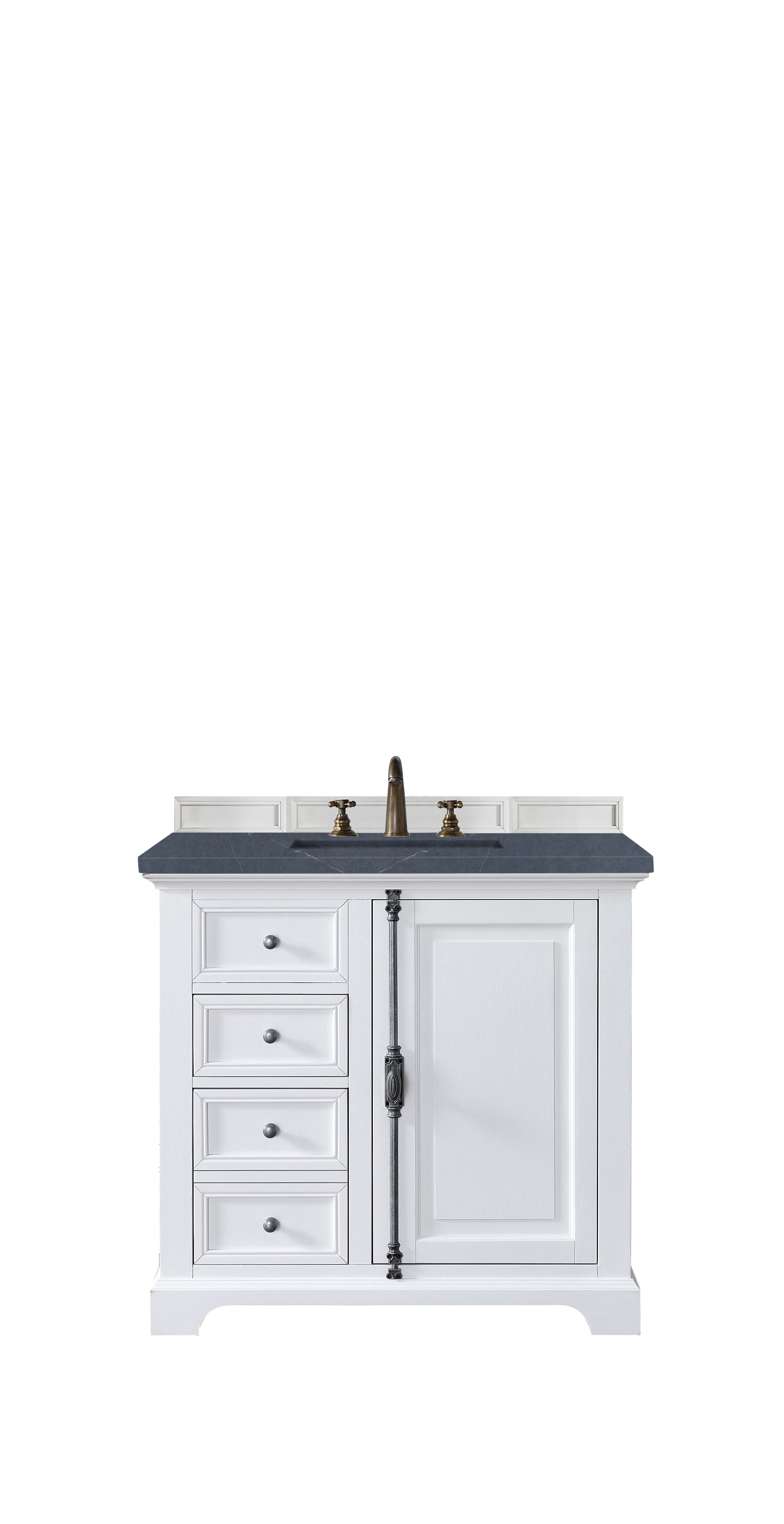 Providence 36 Inch Single Bathroom Vanity Set with Charcoal Soapstone Quartz Top - Bright White Modern Vanity Cabinet for Small Bathroom | Perfect for Master Bath, Guest Bath & Powder Room Makeovers