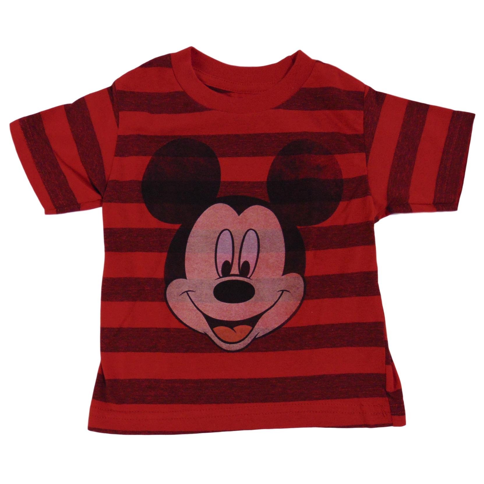 Mickey Mouse Graphic T-Shirt with Red Stripes - Cute Disney Character Tee for Kids & Adults - Perfect for Theme Parks, Birthday Parties & Disney Vacations