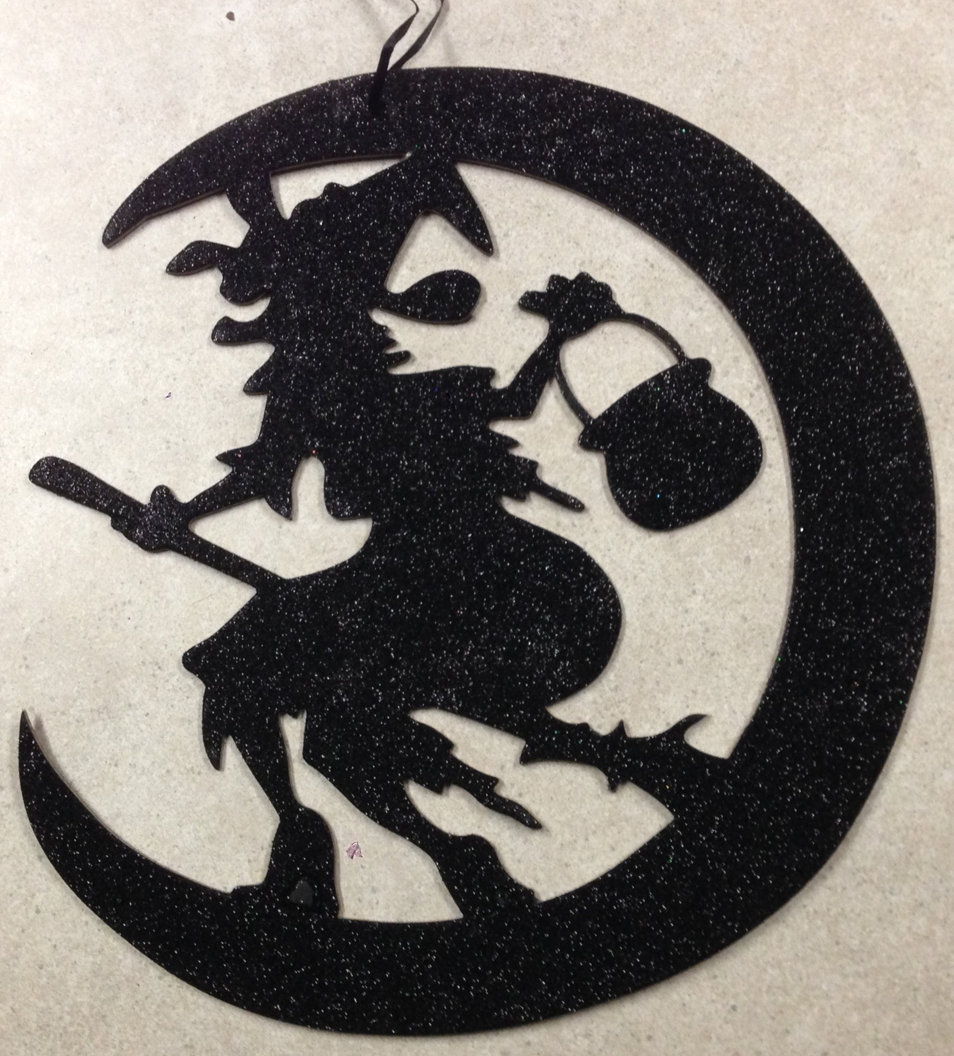 Black Witch Halloween Glitter Decor - 11.75
