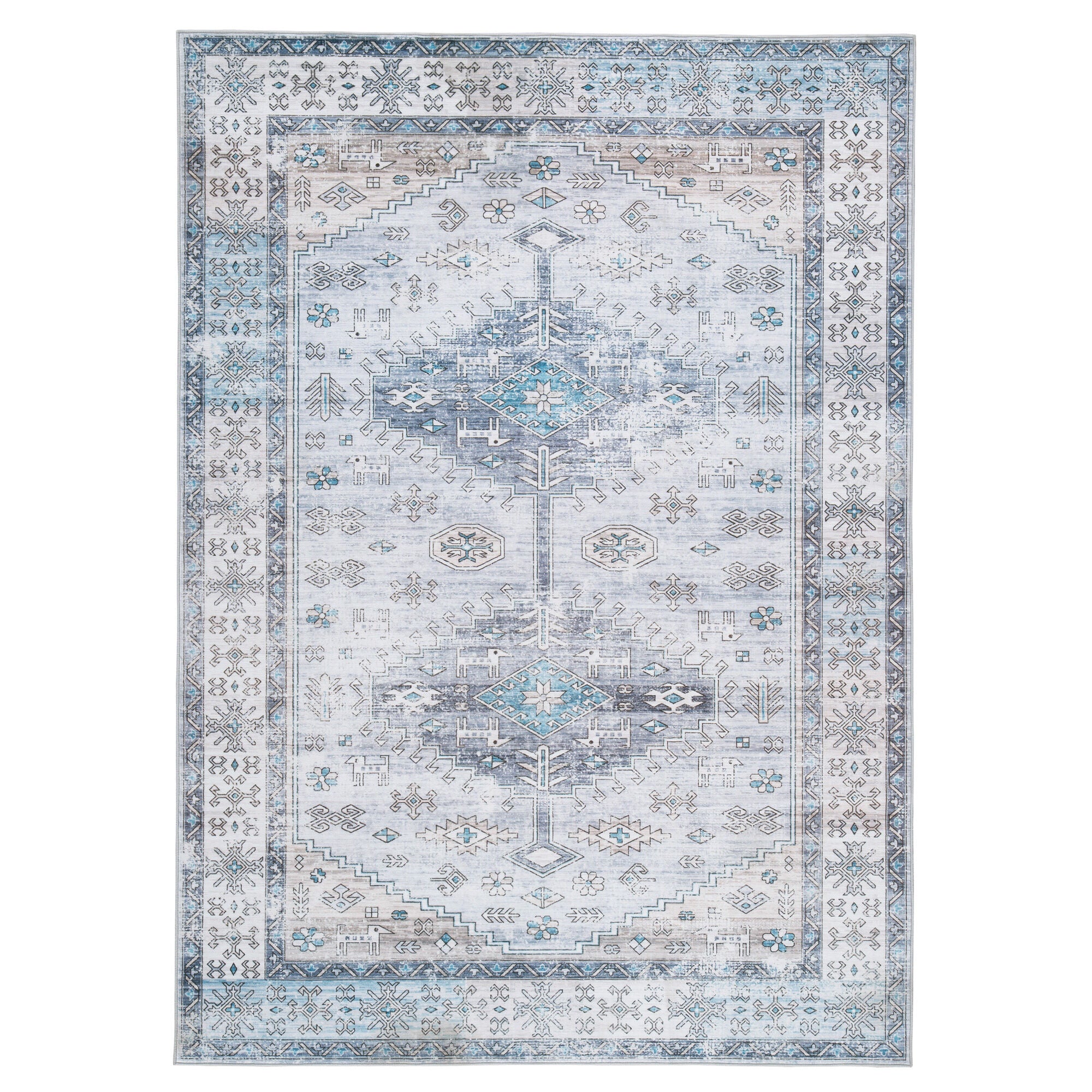 Premium Blue Area Rug - Soft & Durable Home Decor for Living Room, Bedroom, Office - Hebruns Collection (5x7 ft) - Perfect for Cozy Spaces & Modern Interior Design