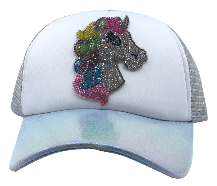 Bari Lynn Sparkle Unicorn Trucker Hat for Toddler & Little Girls - Cute Adjustable Baseball Cap for Birthday, Party, Dress Up & Outdoor Play