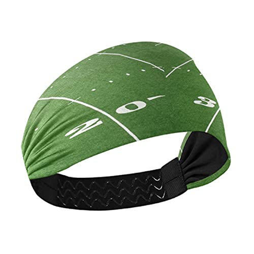 Breathable Stretchy Women's Headbands for Yoga, Workout & Sports - Sweat Wicking Football Field Green Head Wraps & Hair Bands - Perfect for Running, Gym, Tennis & Outdoor Activities