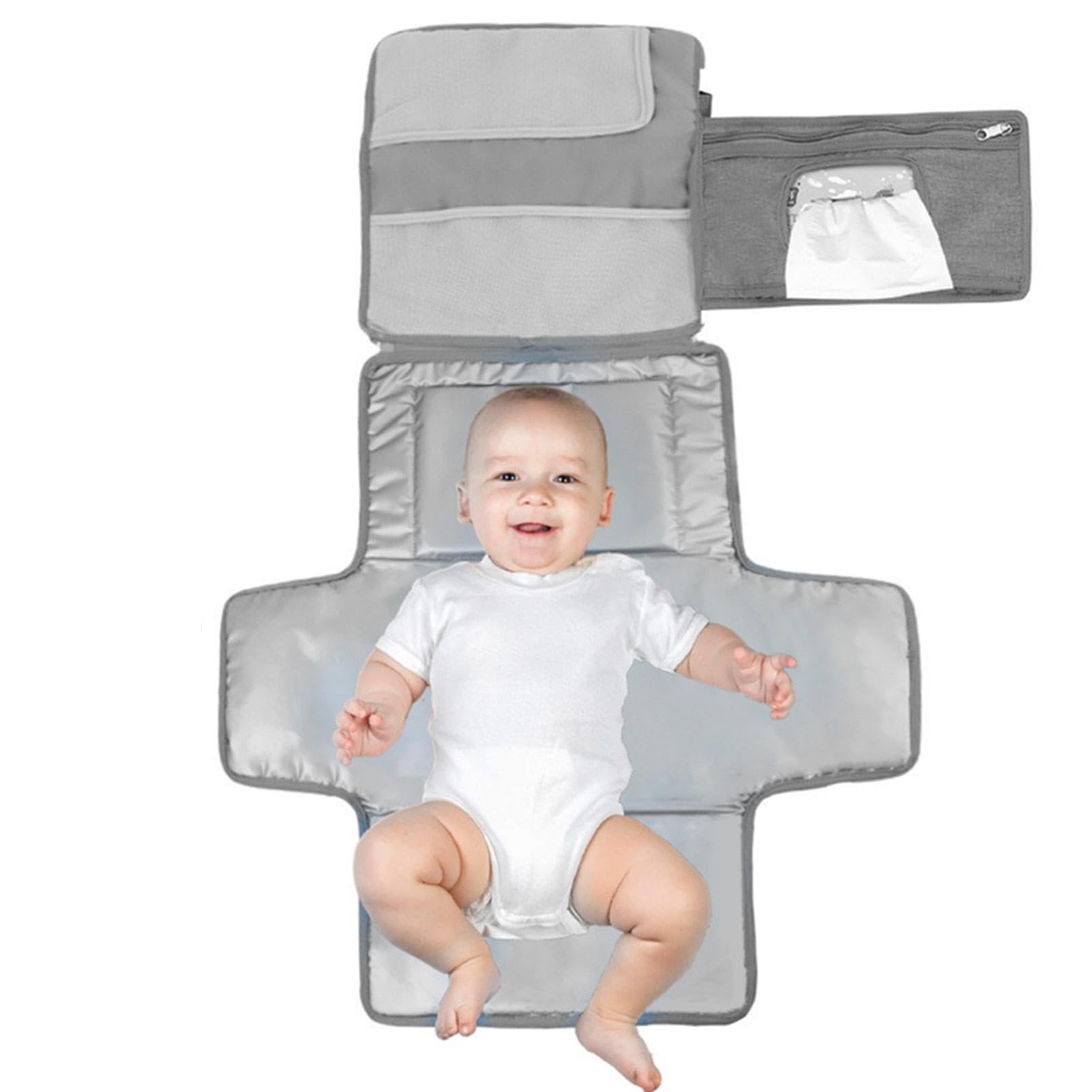 Portable Waterproof Diaper Changing Pad with Pockets - Travel Baby Changing Mat for Toddlers & Infants - Soft Pee-Proof Bed Pad Cover - Ideal for Nursery, Daycare, and On-the-Go Diaper Changes
