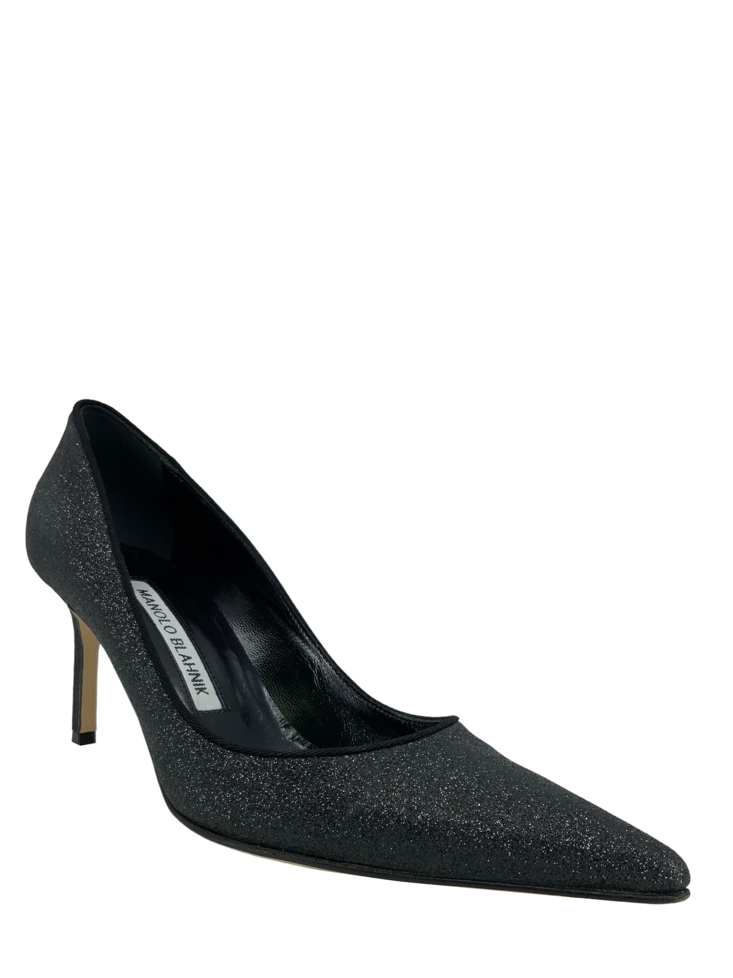 Manolo Blahnik Glitter Pointed Toe High Heel Pumps Women's Size 6 - Perfect for Evening Parties, Weddings & Special Occasions