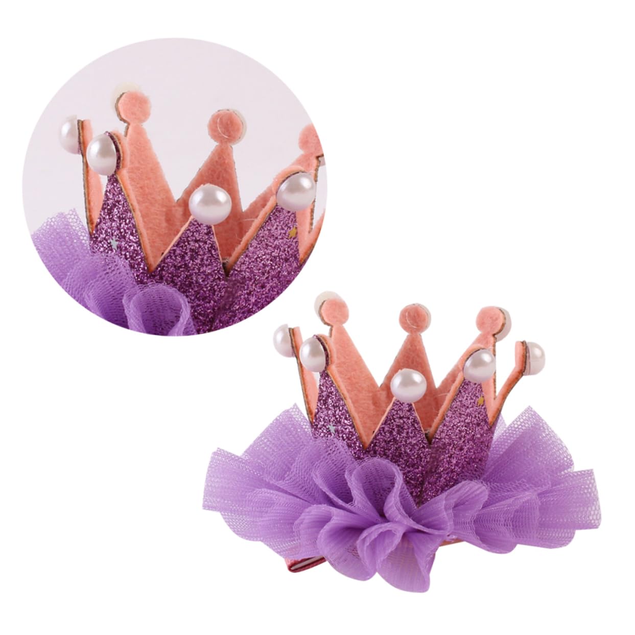 Minkissy Kids Hair Clips - Purple Lace Barrettes for Girls, DIY Hair Accessories, Children's Headwear Crown, Hair Jewelry for Parties & School Events