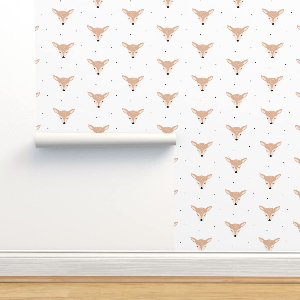 Peel & Stick Removable Wallpaper - 9ft x 2ft Deer & Triangle Woodland Nursery Decor | Brown Neutral Pattern | Easy DIY Home Decoration for Baby Rooms, Kids Bedrooms & Nursery Walls