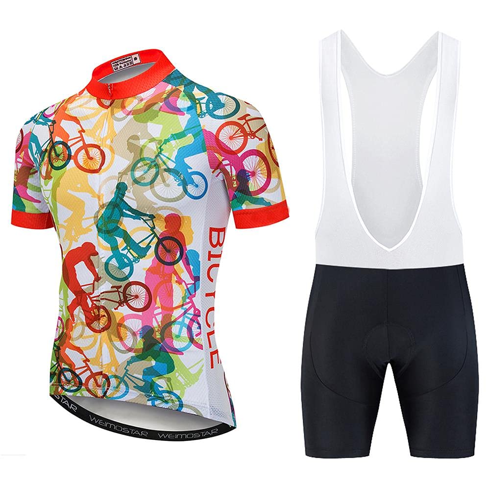 Men's Breathable Cycling Jersey & Bib Shorts Set with 20D Gel Padding - Comfortable Bike Riding Outfit for Road Cycling & Mountain Biking