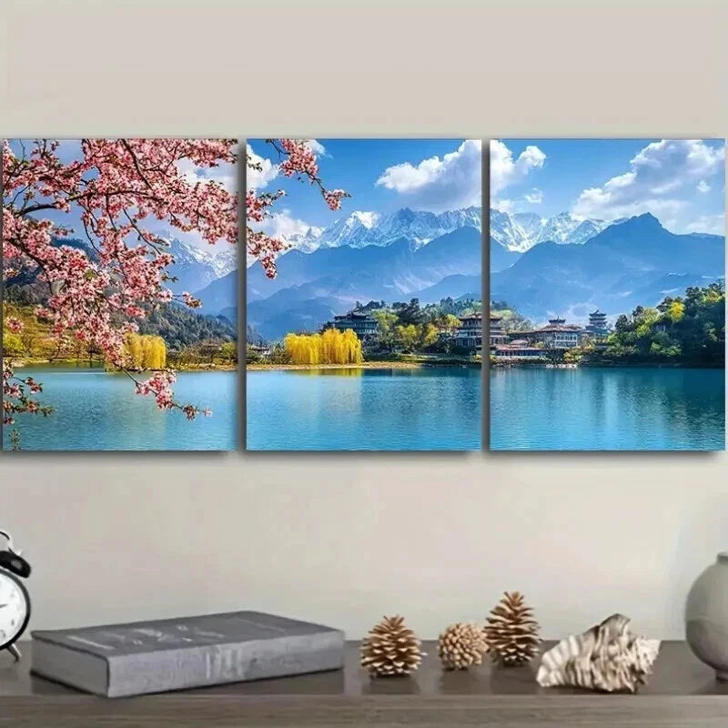3-Piece Yunnan Lijiang Landscape Wall Art Set - 50x70cm Framed Canvas Prints | High-Quality Australian-Made Home Decor | Perfect for Living Room, Bedroom & Office Decoration