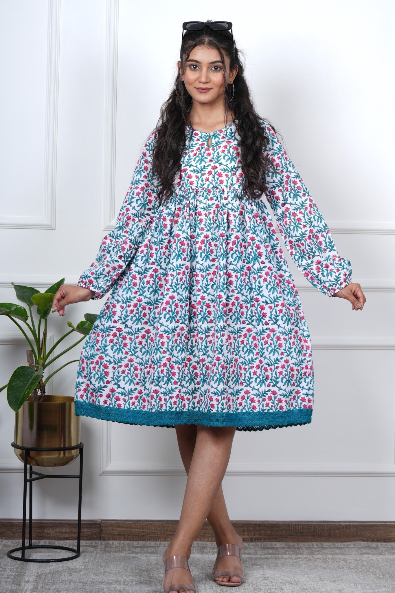 Jasmine Joy Hand Block Printed Cotton Dress - Boho Floral Maxi Dress for Women | Perfect for Summer, Beach, and Casual Outings