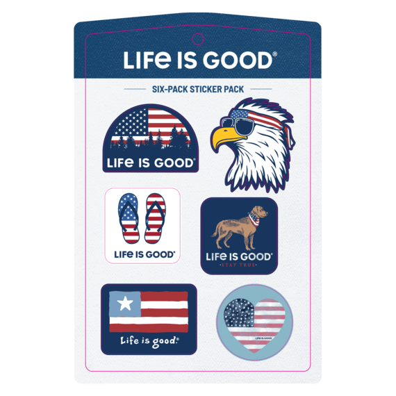Americana Six Sticker Pack - Patriotic Decals for Laptops, Water Bottles & DIY Crafts - Perfect for Home Decor, Scrapbooking & Gift Giving