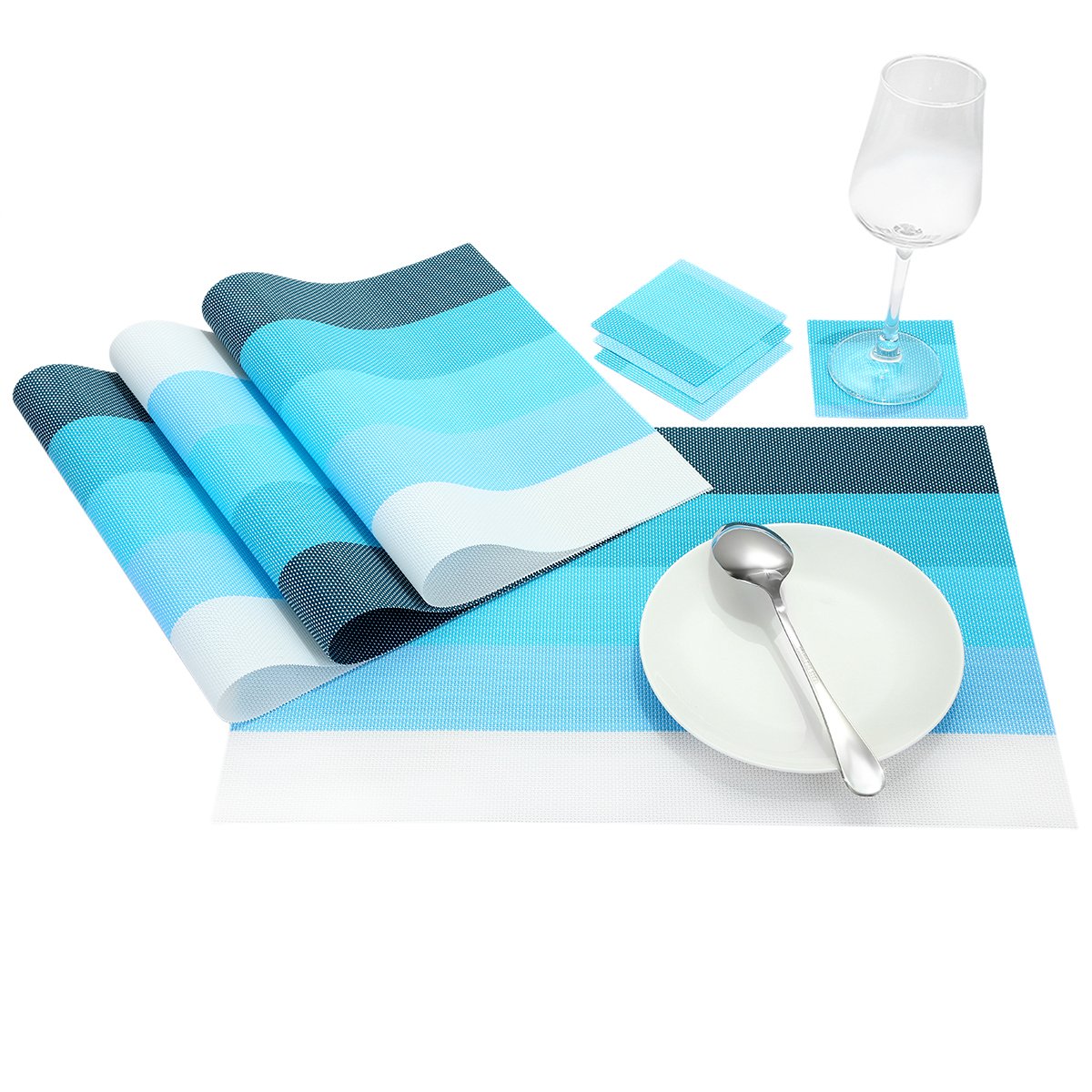 Set of 4 Heat-Resistant PVC Placemats & Coasters - Stain Proof, Washable Kitchen Table Mats for Dining Room Decor | Perfect for Family Meals, Dinner Parties & Holiday Gatherings