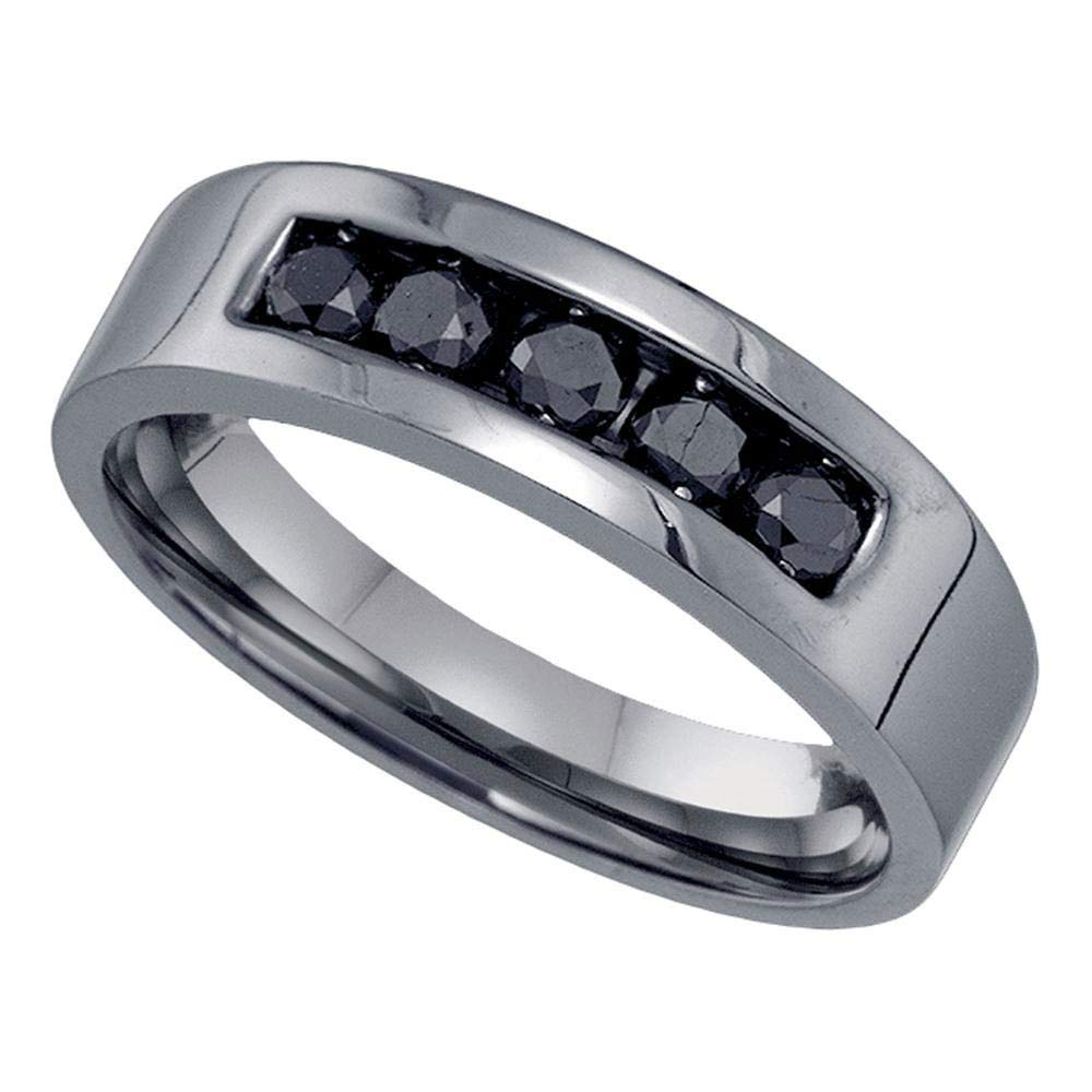 Dazzlingrock Sterling Silver Black Enhanced Round Diamond Men's Wedding Band Ring - 5/8 ctw, Anniversary Gift for Him, Perfect for Engagements, Weddings & Special Occasions