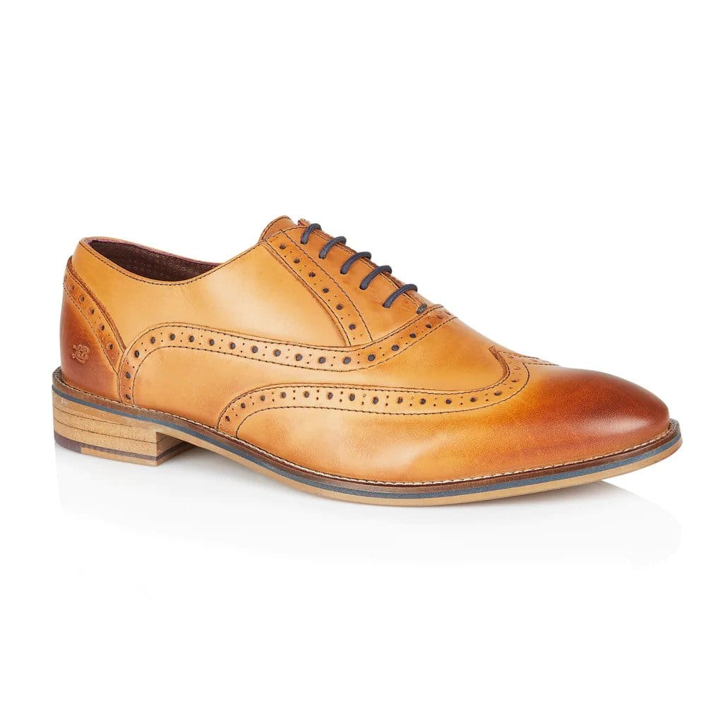 London Brogues Ripley Oxford Tan Men's Shoes - Classic Leather Dress Shoes for Business & Formal Occasions - Comfortable Office & Wedding Footwear