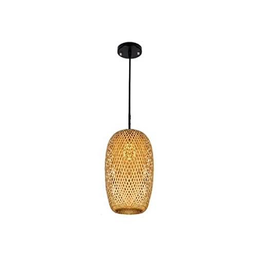 2 Pack Bamboo Woven Chandelier Pendant Light - Handmade Natural Rattan Ceiling Lamp for Kitchen, Living Room, Bedroom & Dining Room Decor - Boho Farmhouse Lighting Fixture for Cozy Home Ambiance