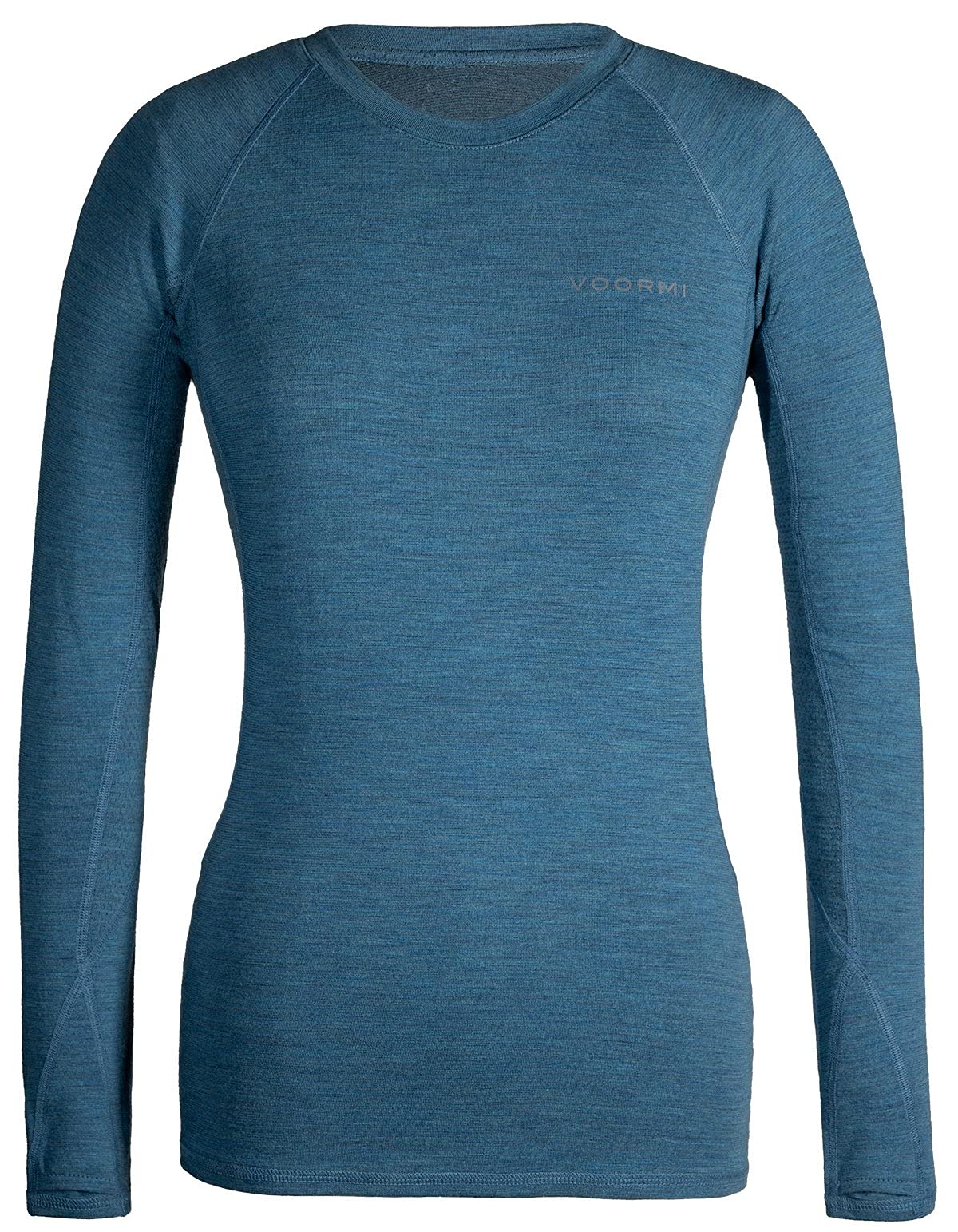 VOORMI Women's Long Sleeve Baselayer Crew - Moisture Wicking Thermal Underwear for Hiking, Running & Cold Weather Activities