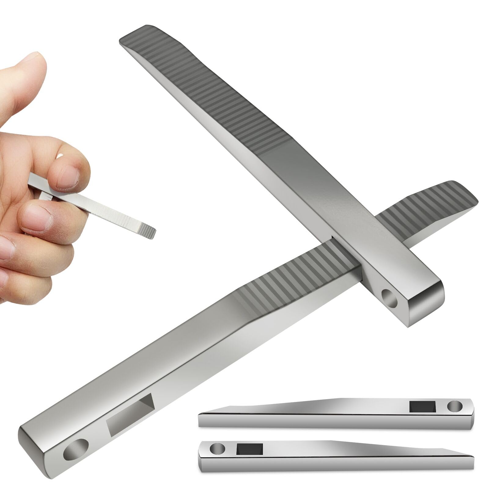 2-Piece Heavy Duty Stainless Steel EDC Pry Bar Tool Set - Pocket-Sized Multi-Tool for Survival, Camping & Everyday Carry (EDC) - Perfect for Opening Boxes, Removing Nails & Outdoor Adventures