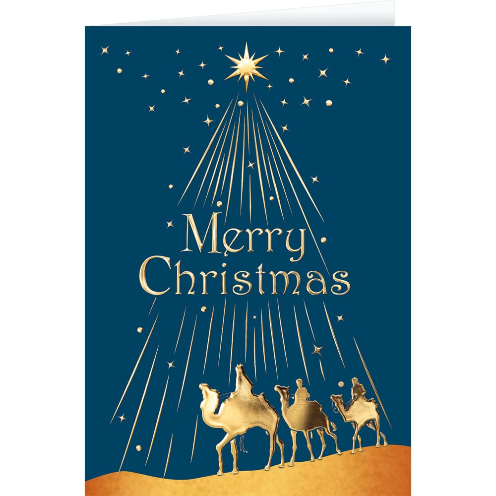 25 Personalized Religious Christmas Cards with Foil-Lined Envelopes - Holy Journey Design for Holiday Greetings, Business Gifts & Family Celebrations
