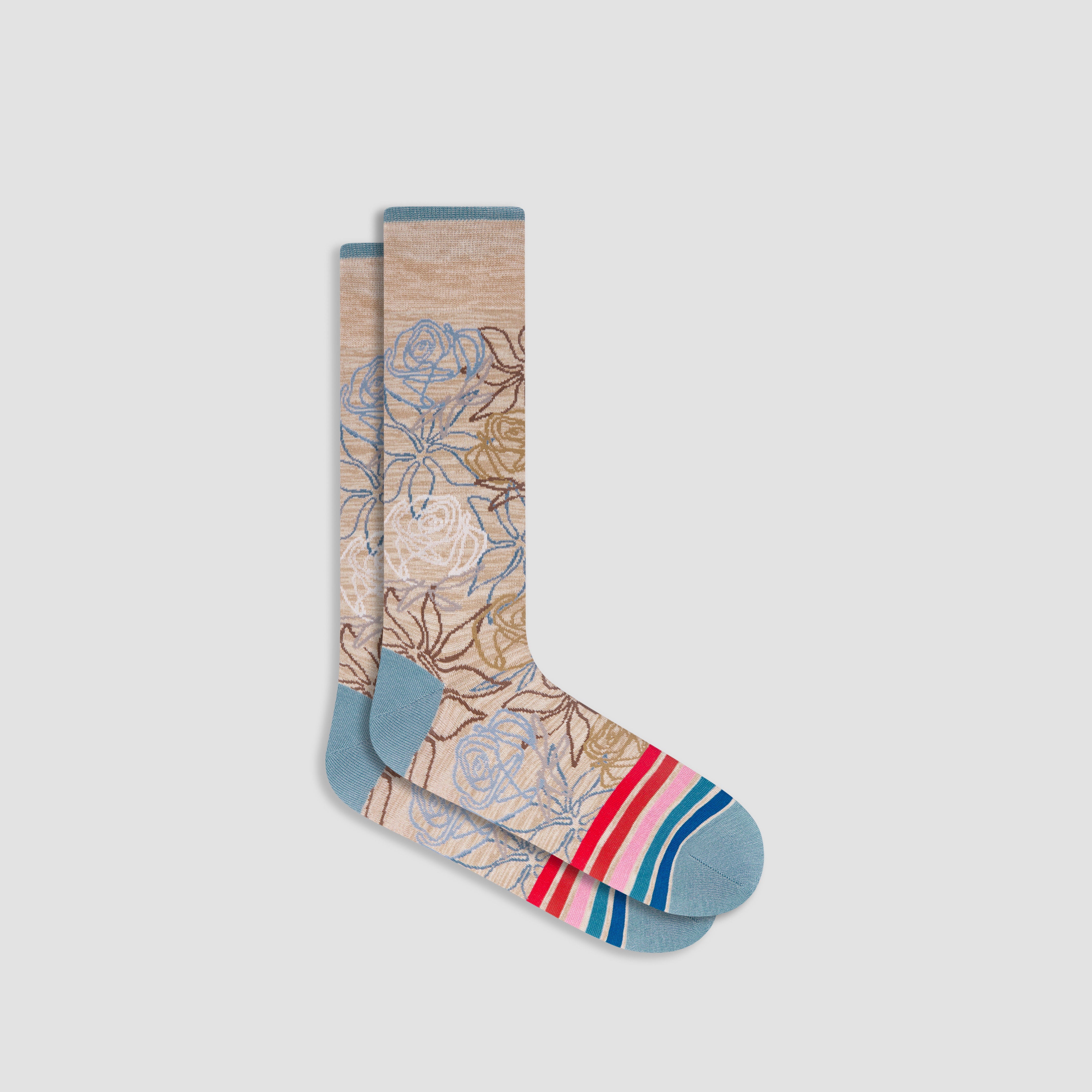 Floral Print Mid Calf Socks for Women - Soft Cotton Blend Comfort Socks - Perfect for Casual Wear, Work, and Everyday Outfits