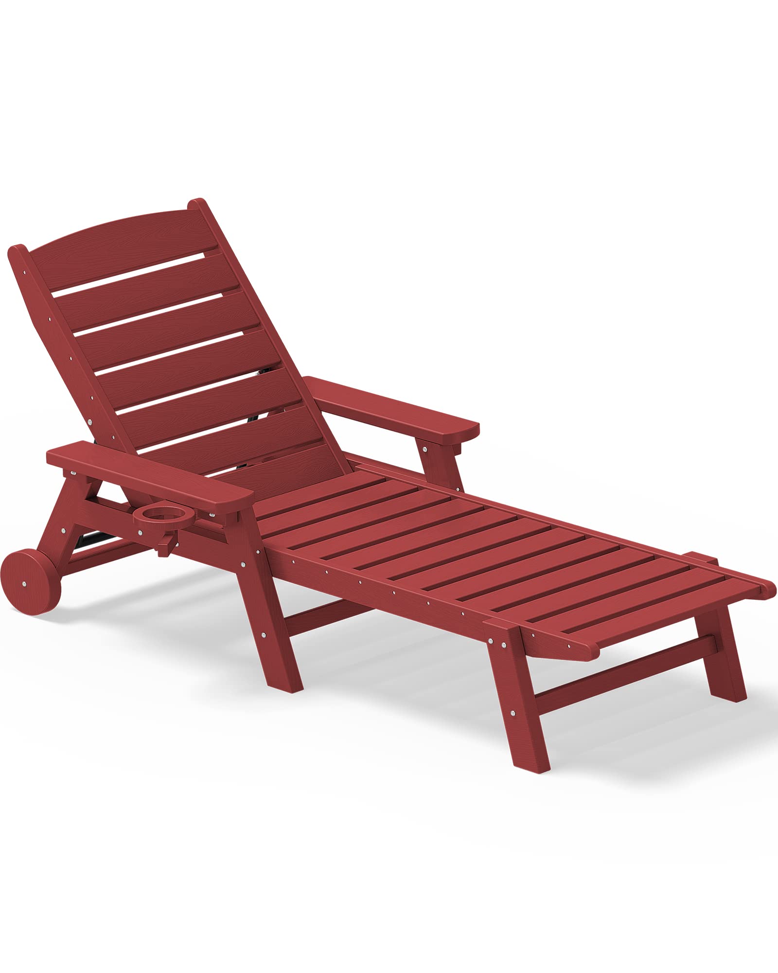 SERWALL Red Patio Lounge Chair for Pool - Outdoor Relaxation, Sunbathing, and Backyard Lounging