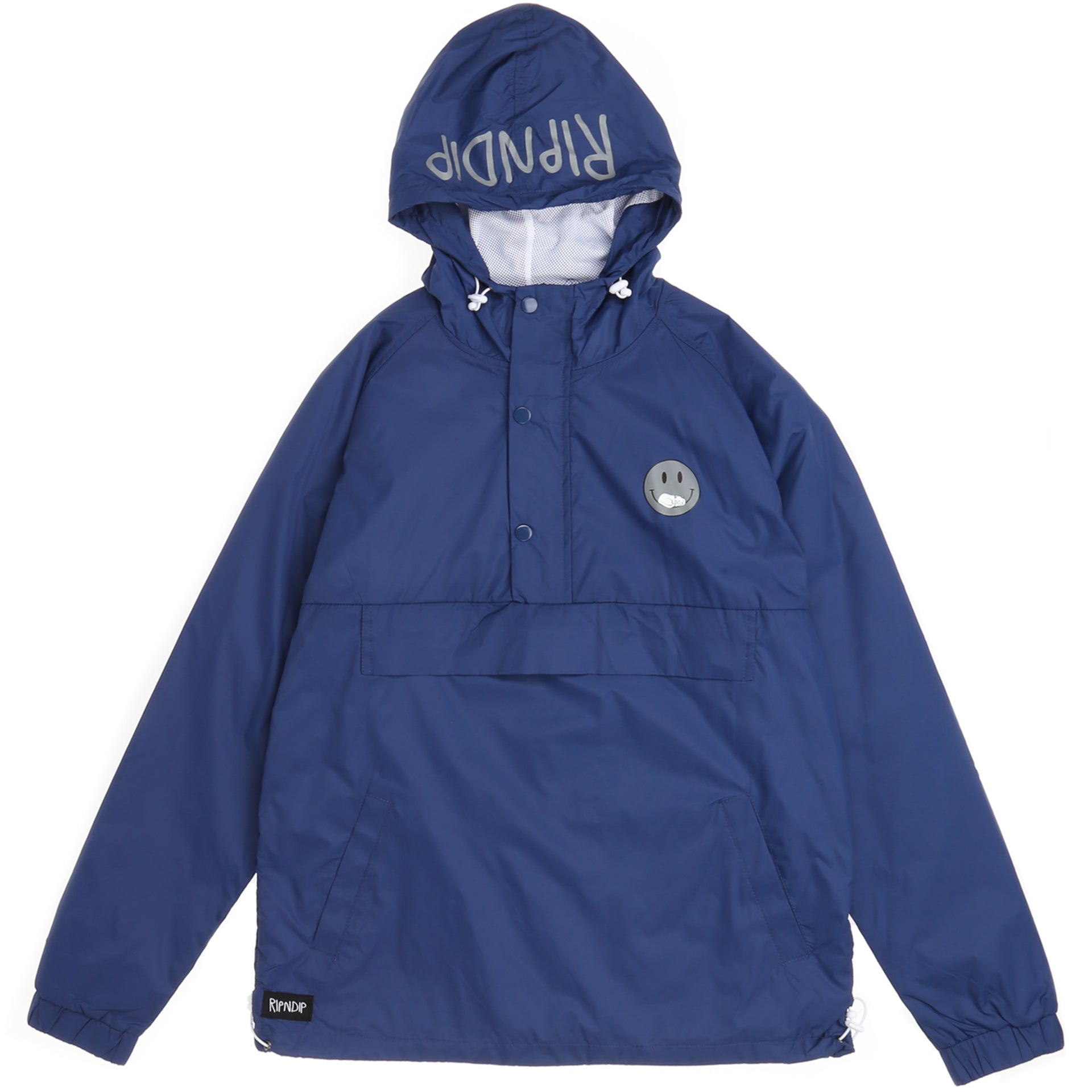 Rip N Dip Everything'll Be Okay Anorak Jacket with 3M Reflective Details in Navy Blue | Water-Resistant Hooded Windbreaker for Streetwear & Outdoor Activities
