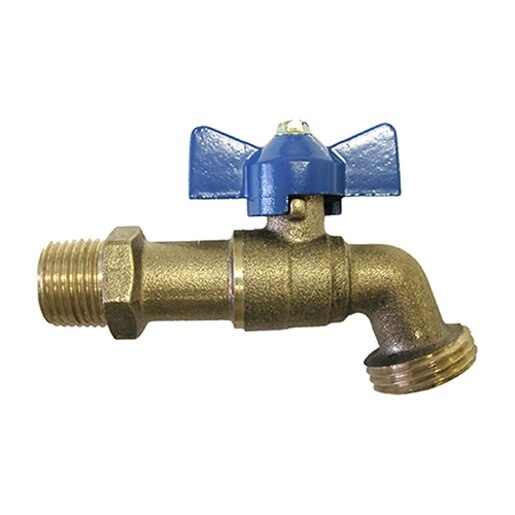 0.5 Inch MIP x GHT Lead-Free Brass Ball Valve Hose Bibb - Outdoor Water Faucet for Garden, Lawn, and RV Use