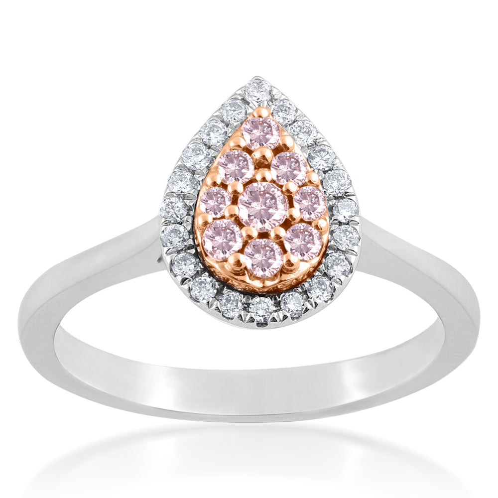 9ct White and Rose Gold 1/3 Carat Diamond Ring with Pink Argyle Diamonds - Elegant Engagement & Wedding Jewelry for Women