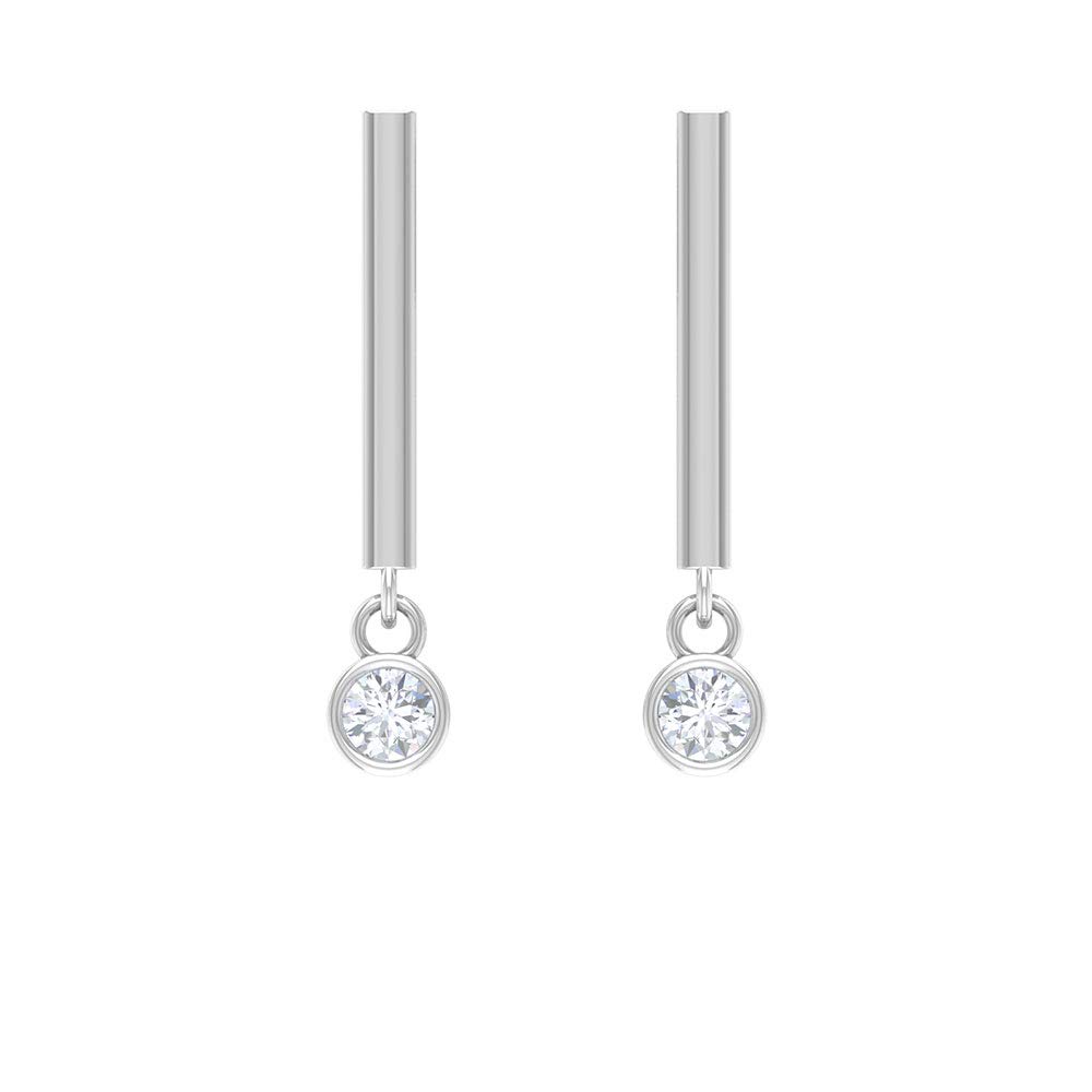 14K Solid Gold Natural Diamond Dangle Earrings for Women | April Birthstone Bar Drop Earrings | Elegant Jewelry for Parties, Weddings & Special Occasions