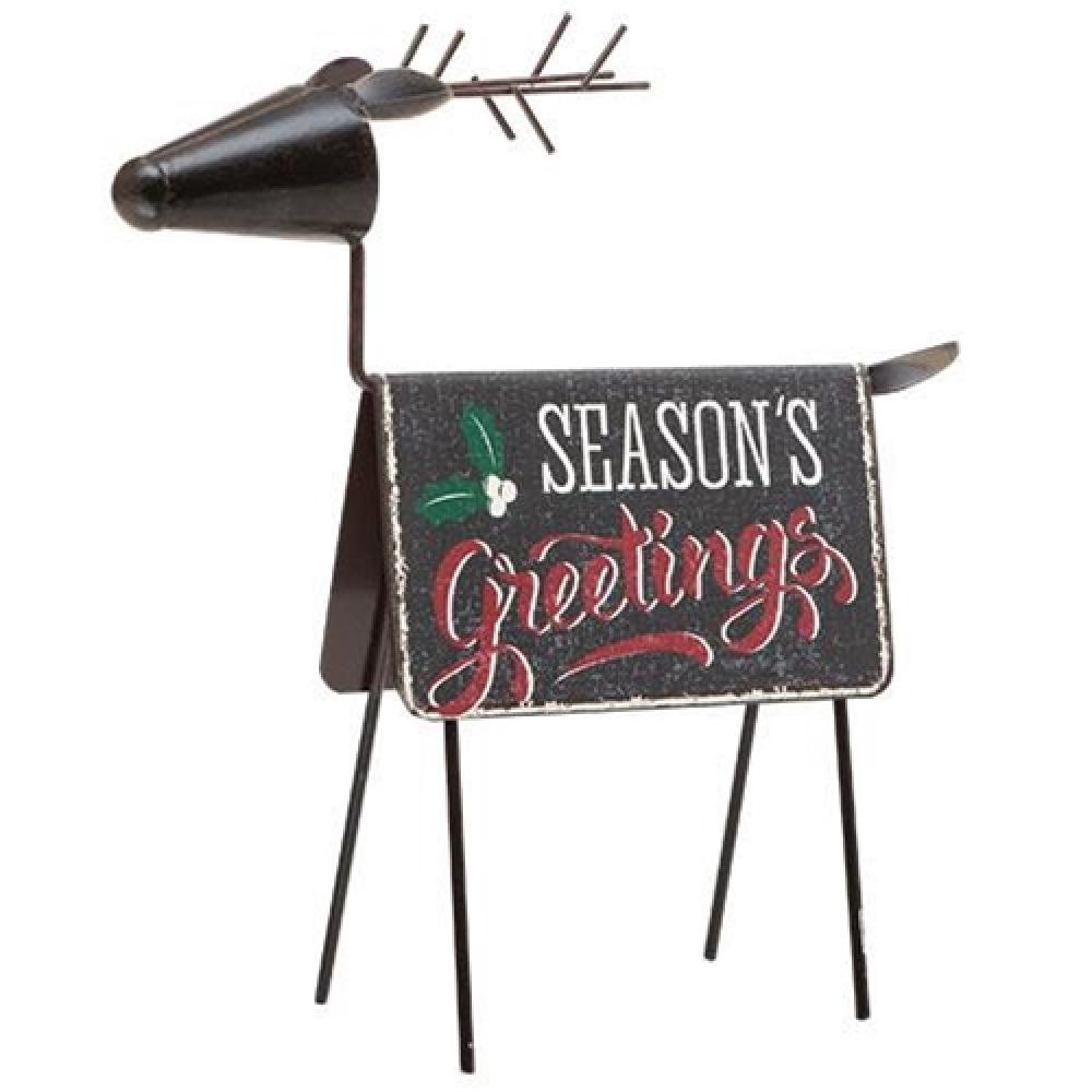 Seasons Greetings Standing Deer Figurine - Christmas Holiday Home Decor for Mantel, Tabletop & Gift Giving