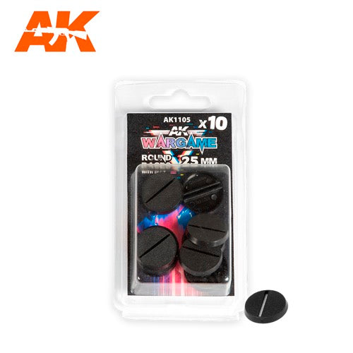 AK Interactive AK1105 Wargame Round Base With Lip 25mm - 10 Piece Set for Miniature Tabletop Gaming & Diorama Scenes