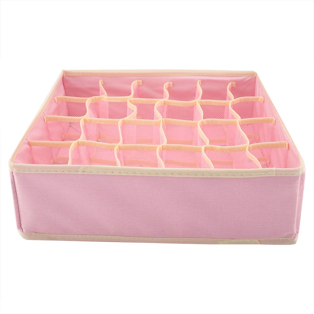 Bra & Socks Organizer Box Set - Underwear Divider Storage Cubes for Closet, Luggage & Suitcase - Space-Saving Pink Closet Organizer for Travel & Home Organization