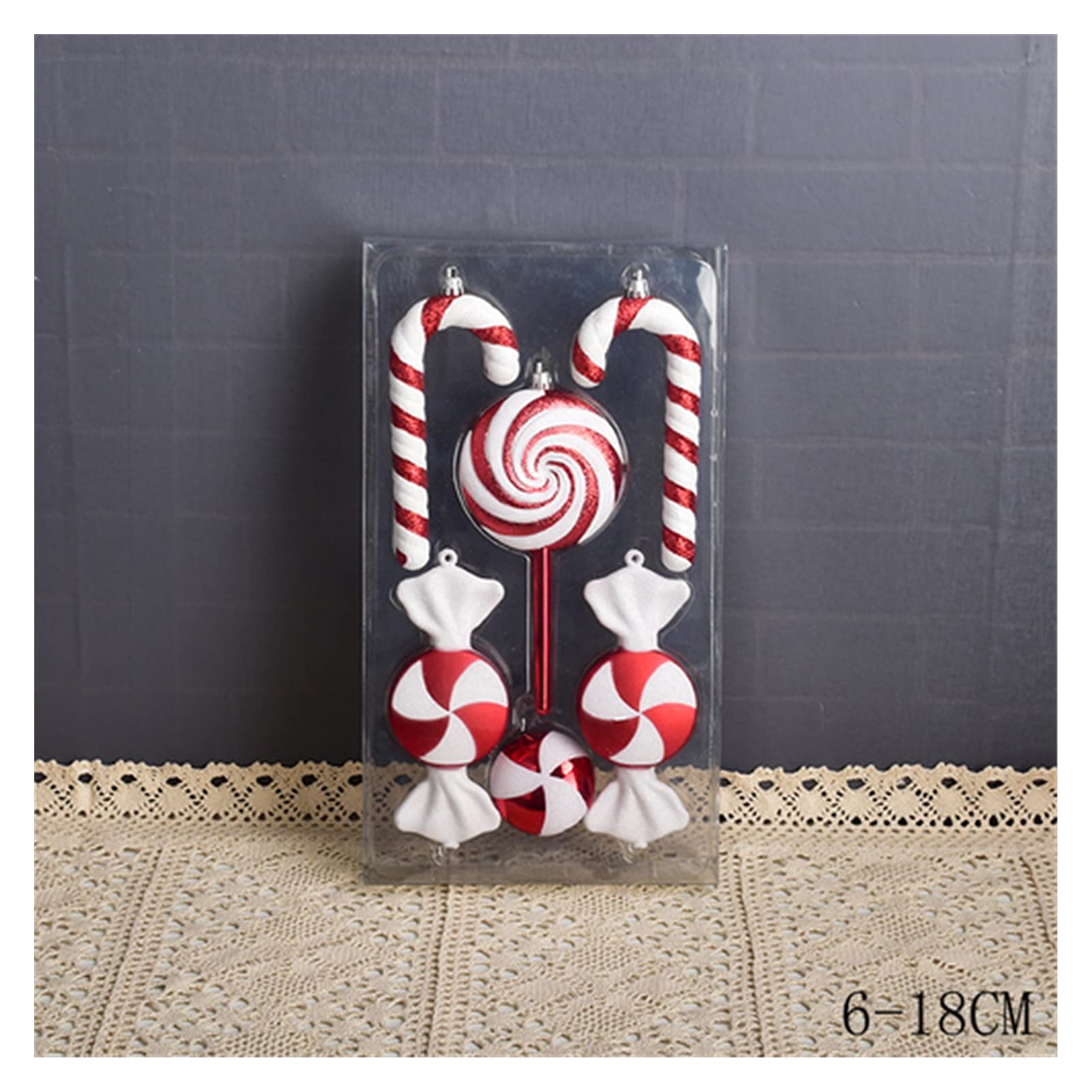 Festive Red and White Candy Lollipop Christmas Decorations - 4-Piece Set for Home, Tree & Party Decor | Holiday Candy Cane Stick Ornaments (Combination B)