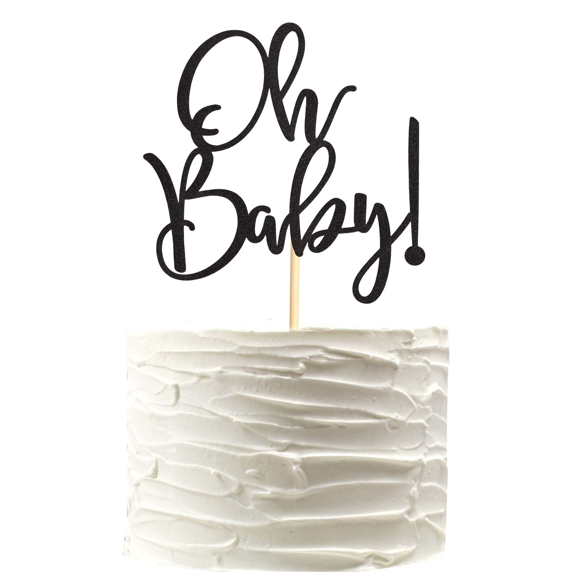 Baby Shower Cake Toppers - Black Glitter Cake Picks for Baby Shower & Kids Birthday Party Decorations | Perfect for Celebrations, Gender Reveals & 1st Birthday Parties