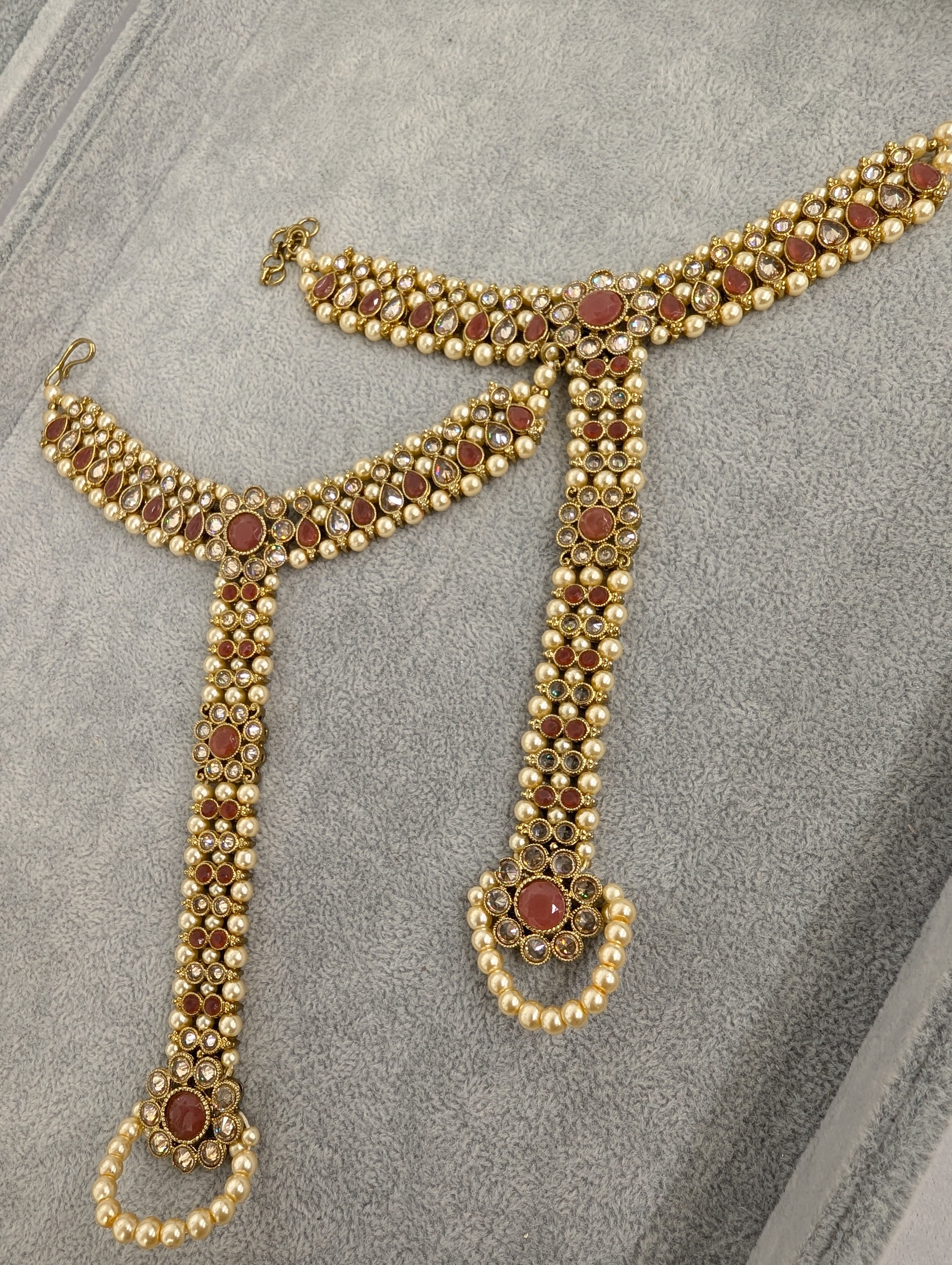 Zoya Polk and Beads Hand Harness - Stylish Two-Hand Jewelry for Festival, Rave & Boho Fashion Accessories | Perfect for Music Festivals, Parties and Unique Outfits