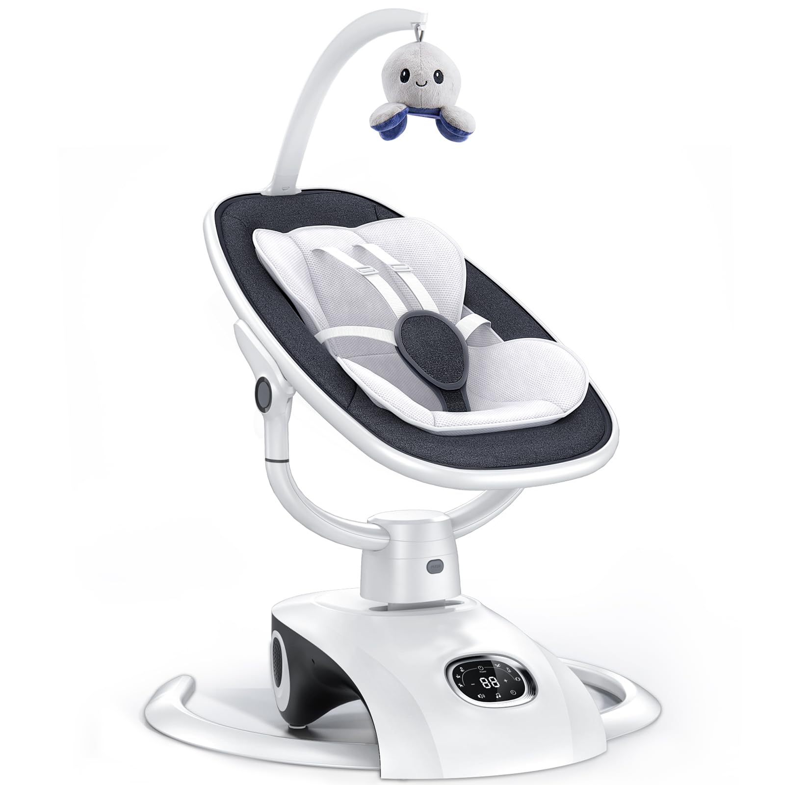 Electric Baby Swing for Infants - 6 Motion Automatic Rocker with Remote Control, 5 Speed Settings & 13 Soothing Melodies (Dark Gray) - Perfect for Newborns & Toddlers (Girls & Boys) - Ideal for Nursery, Bedtime & Calming Fussy Babies