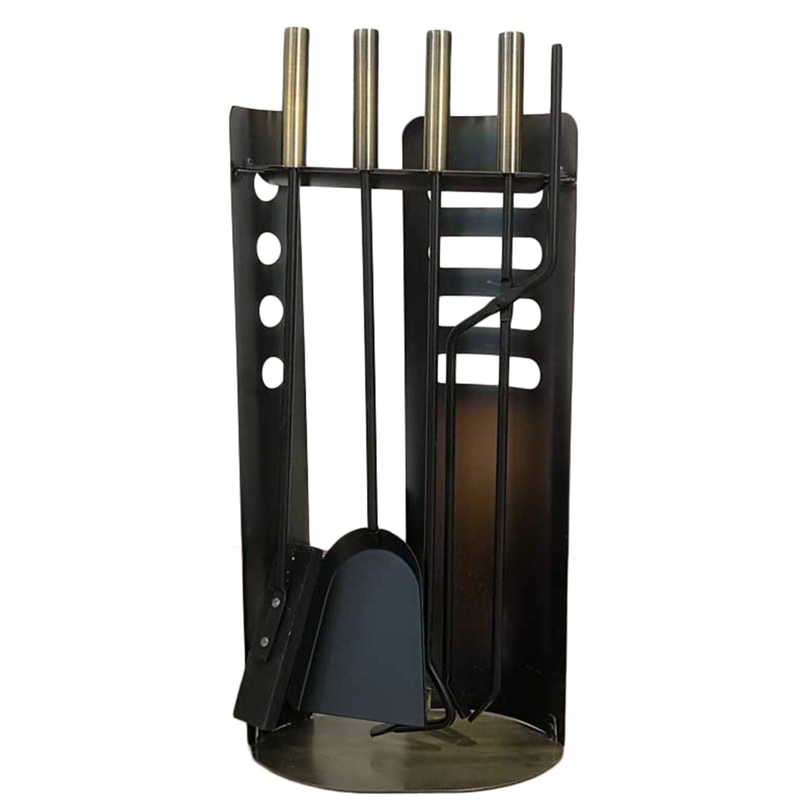 Premium Fireplace Tool Set with Brass Handle - Rustic Wrought Iron Fireplace Accessories (Poker, Broom, Shovel & Stand) 70cm Tall - Perfect for Fireplace Maintenance & Home Decor