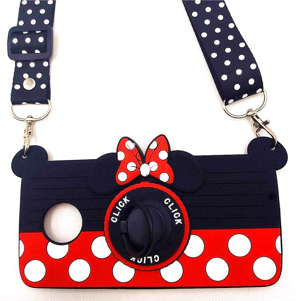 Cute Minnie Mouse 3D Camera Case for Moto Z4 & Z4 Play - Soft Silicone Rubber Cover with Rotating Ring Grip, Kickstand & Lanyard - Perfect for Teens, Girls & Women - Great for Daily Use, Travel & School Accessories