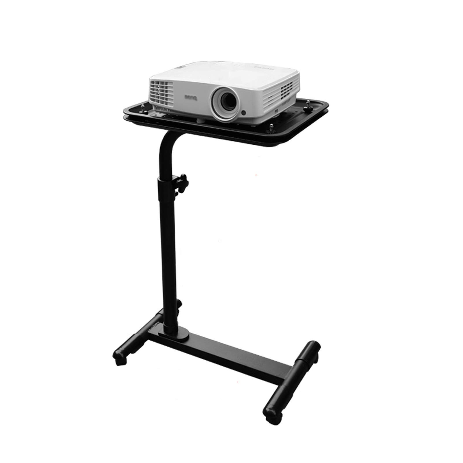 Adjustable Height Mobile Projector Stand with Laptop Tray - Multifunctional Presentation Cart for Classrooms, Home Theaters & Office Meetings (Black, 36x27cm)